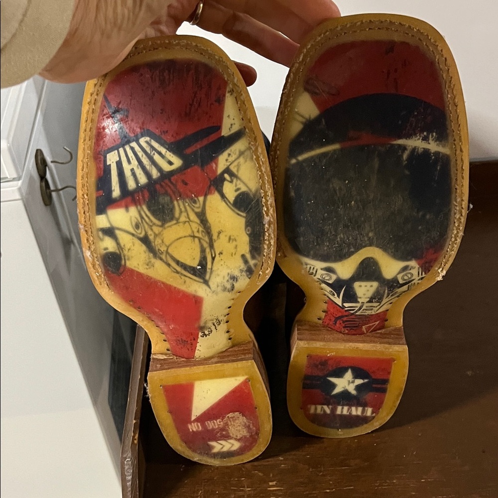 Tin Haul Brown and Blue Cowboy Boots - Picture 3 of 7